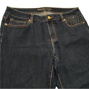 Micheal Kors  size 10 dark blue studded jeans skinny roll cuffs for cropped